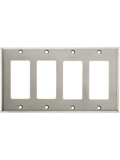 Classic Four Gang GFI Cover Plate In Plate Stainless Brushed.